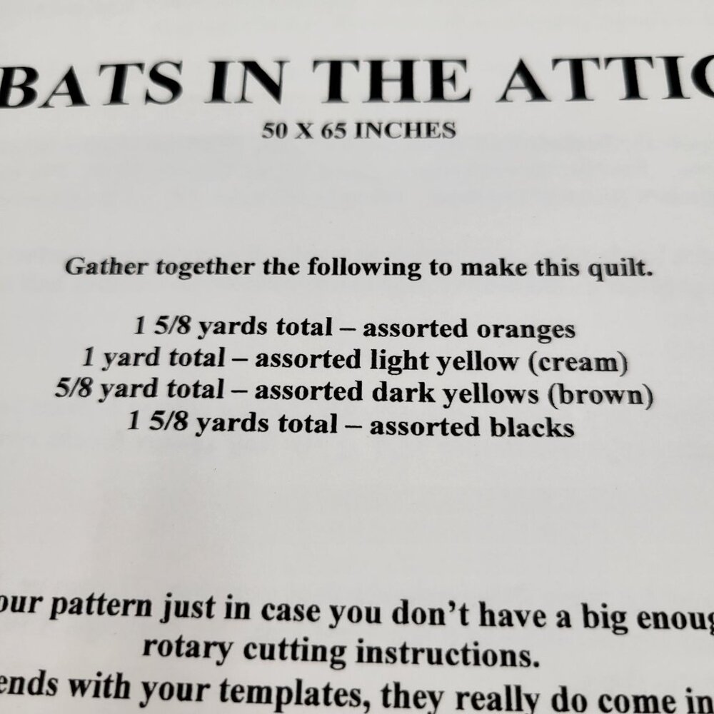 Bats In The Attic Quilt Pattern Primitive Pieces By Lynda 50 x 65 - Picture 7 of 7